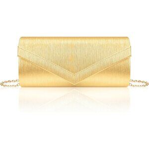 🆕Women Gold PU Leather Evening Handbag, Envelope Clutch Purse w/Chain for Date
